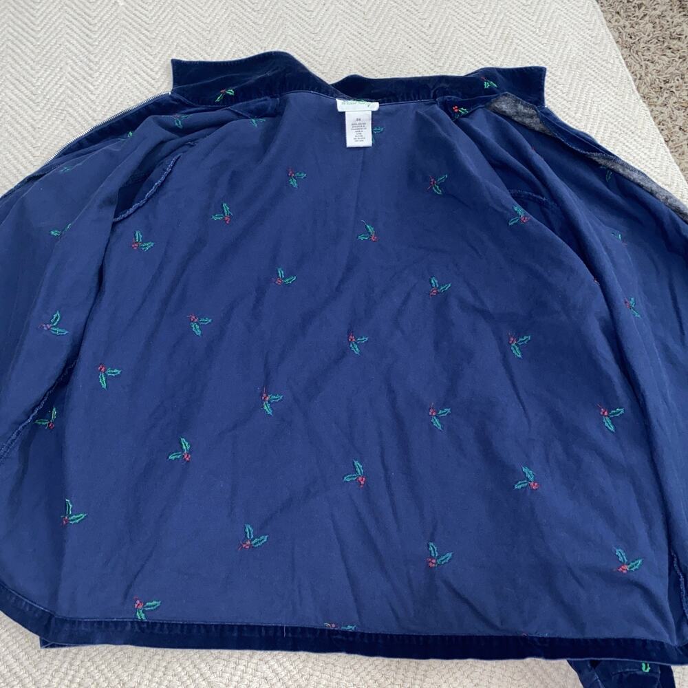 Quacker Factory Jacket Womens 3X Navy Blue Velvet Holly Oak Embroidered Holiday - Picture 6 of 6